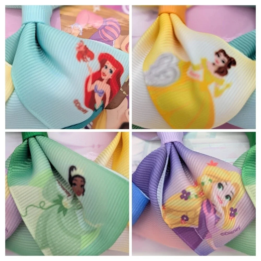NWT 7 Colorful Disney Princess Hair Bow Clips